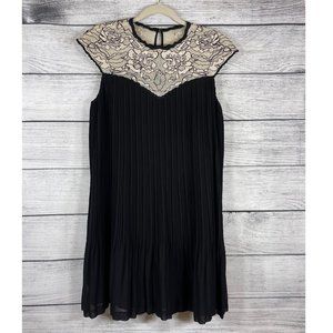 NWT Ted Baker Wastila Lace Pleated Dress Crew Neck Mini Dress Sz 2
